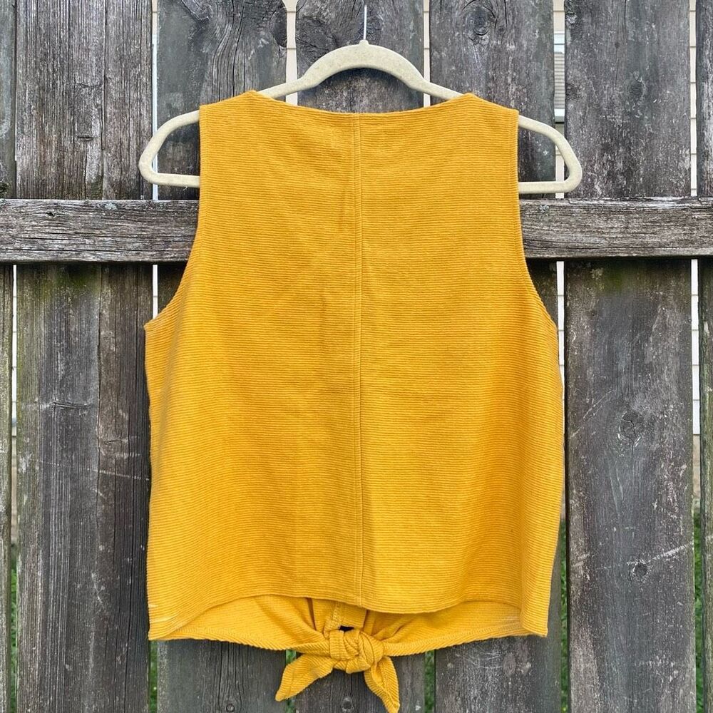 Madewell Texture & Thread Mustard Yellow Ribbed Tied Tank | L - Picture 4 of 5